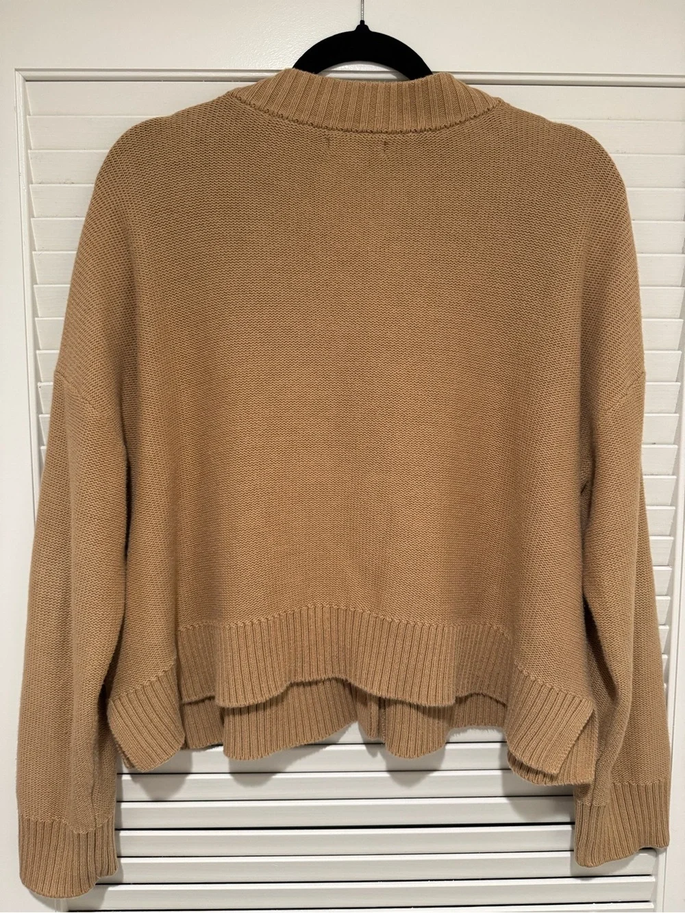 Quince 100% Organic Cotton Cropped Cardigan Sweater Camel Size Large - Picture 8 of 11